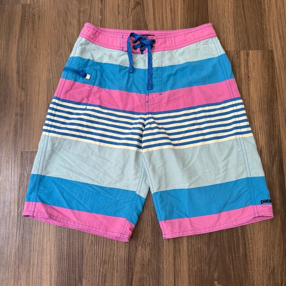 Patagonia Other - Patagonia Wavefarer Board Shorts Swim Pink/Blue Striped Boys' 12 Beach